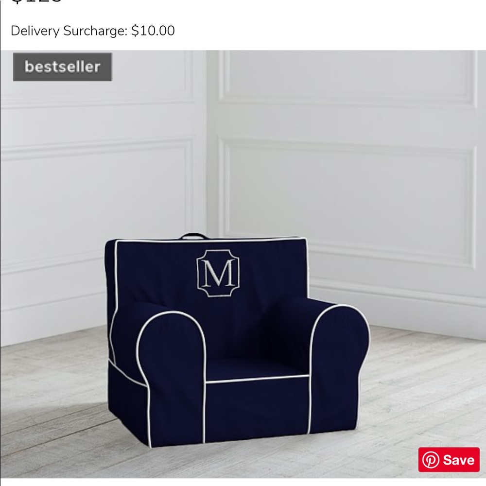 Pottery Barn Anywhere Chair Cover Navy M Monogram